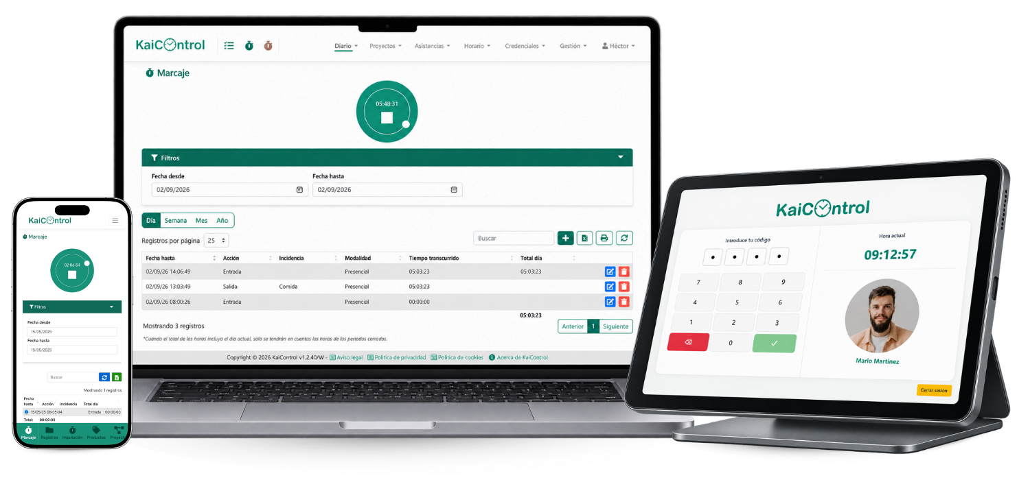 KaiControl en móvil, ordenador y tablet